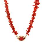Vintage bloedkoraal collier met gouden sluiting 14 krt, Ophalen of Verzenden, Nieuw