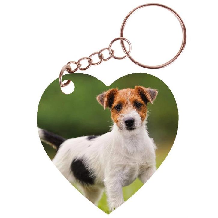 Sleutelhanger hartje 5x5cm - Jack Russel Terrier Hond Staand, Verzamelen, Sleutelhangers, Nieuw, Ophalen of Verzenden