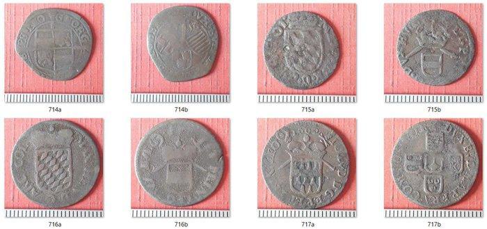 Spaans-Nederland Lot 8 monnaies de la principauté de Liège, Postzegels en Munten, Munten | Nederland