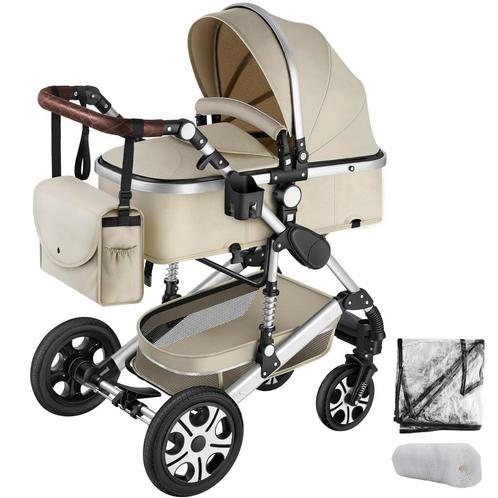 Combi-kinderwagen Mats, opvouwbaar, 5-puntsgordel - grijs/be, Kinderen en Baby's, Kinderwagens en Combinaties, Verzenden