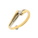 Bicolor gouden solitair ring met diamant; 0,08 ct. Diamonde, Sieraden, Tassen en Uiterlijk, Ringen, Goud, Gebruikt, Verzenden