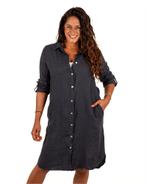 Donkerblauwe linnen jurk van Perla Nera, Kleding | Dames, T-shirts, Nieuw, Verzenden