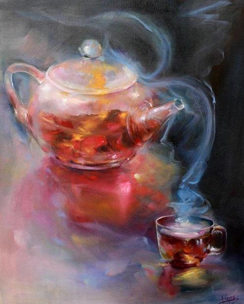 Isabel Tapias T - Aquel inolvidable té, Antiek en Kunst, Kunst | Schilderijen | Modern