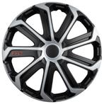 Wieldoppen 15 inch - Evo Zilver/Zwart - wieldoppenset, Auto diversen, Wieldoppen, Nieuw, Verzenden