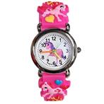 Fako® - Kinderhorloge - 3D - Eenhoorn Sunshine – Donkerroze, Nieuw, Verzenden