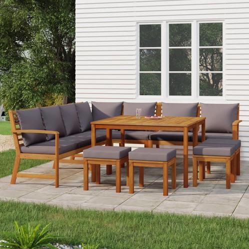 vidaXL 11-delige Tuinset met kussens massief acaciahout, Tuin en Terras, Tuinsets en Loungesets, Tuinset, Nieuw, Hardhout, Verzenden