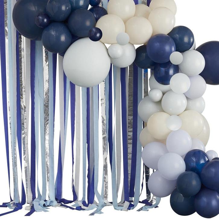 Blauwe Ballonnenboog Met Slingers 3m, Hobby en Vrije tijd, Feestartikelen, Nieuw, Verzenden