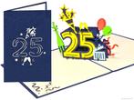 Jubileum of Verjaardag 25 jaar Felicitatie pop-up wenskaa..., Diversen, Wenskaarten, Verzenden, Nieuw