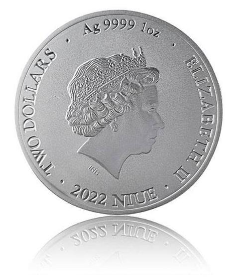 Niue. 2 Dollars 2022 Bitcoin, 1 Oz (.999) (Zonder, Postzegels en Munten, Munten | Europa | Niet-Euromunten