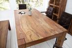 Massief houten eettafel MAKASSAR 160cm naturel sheesham, Ophalen of Verzenden, Nieuw