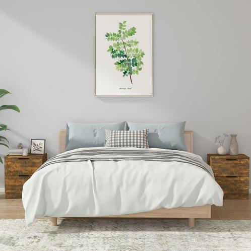 vidaXL Nachtkastjes 2 st bewerkt hout gerookt eikenkleurig, Huis en Inrichting, Slaapkamer | Nachtkastjes, Nieuw, Minder dan 45 cm