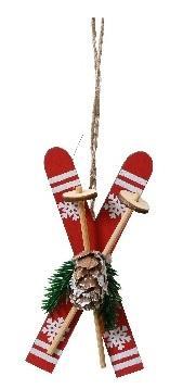 Hanger houten ski’s – rood met wit 8 cm figuurtjes voor, Hobby en Vrije tijd, Knutselen, Nieuw, Ophalen of Verzenden