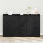 vidaXL Dressoir 3 pcs Zwart eiken 121 x 30 x 70 cm Bewerkt, Huis en Inrichting, Kasten | Dressoirs, Verzenden, Nieuw, Overige houtsoorten