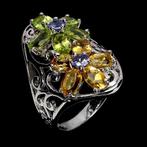 Zonder Minimumprijs - Ring Zilver Olivijn - Citrien - 12, Sieraden, Tassen en Uiterlijk, Ringen, Nieuw