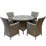 Capri Riccione dining tuinset 110 cm rond 5-delig grijs, Tuin en Terras, Tuinsets en Loungesets, Ophalen of Verzenden, Nieuw, Wicker