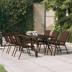 vidaXL Tuintafel 180x80x70 cm staal en glas bruin en zwart, Tuin en Terras, Tuintafels, Verzenden, Nieuw, Metaal