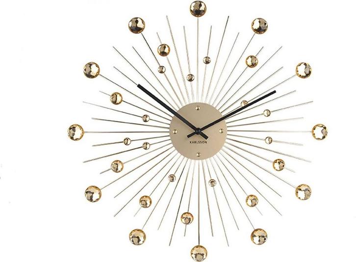 Wandklok Sunburst - Kristal - Goud - Large - Ø50cm, Huis en Inrichting, Woonaccessoires | Overige, Zo goed als nieuw, Ophalen of Verzenden