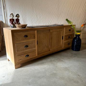 TV meubel teak - 180 cm - teakhout - schuifdeuren -TTM Wonen beschikbaar voor biedingen
