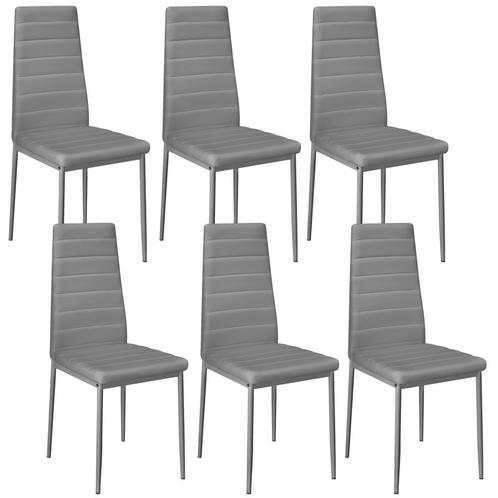 Eetkamerstoelen, kunstleer - grijs, Set van 6, Huis en Inrichting, Stoelen, Verzenden