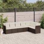vidaXL 7-delige Loungeset met kussens poly rattan bruin, Verzenden, Nieuw, Rotan, Loungeset