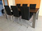 Set van 6 leren eetkamerstoelen - zwart leer, Overige kleuren, Nieuw, Leer, Ophalen of Verzenden
