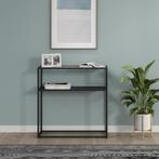 Console tafel Kuhmo sidetable glas 80x80x30 cm zwart [en.cas, Verzenden, Nieuw