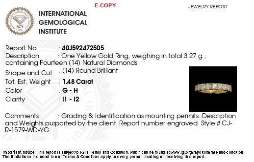 Eeuwigheidsring - 14 karaat Geel goud - 1.48ct. tw. Diamant, Sieraden, Tassen en Uiterlijk, Antieke sieraden