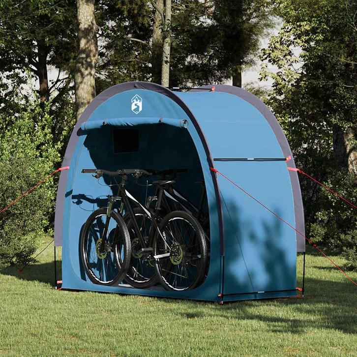 vidaXL Fietstent met dak met opslag Blauw 210 x 90 x 174 cm, Caravans en Kamperen, Tenten, Nieuw, Verzenden