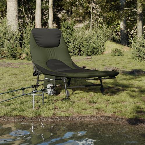 vidaXL Visbed met verstelbare modderpoten inklapbaar groen, Tuin en Terras, Ligbedden, Nieuw, Verzenden