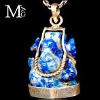 Lapislazzuli uitgehouwen Ganesh - Zilveren hanger – Wijsheid