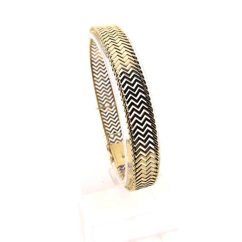 Gouden zigzag schakel armband | 19 cm (vintage) (vintage), Sieraden, Tassen en Uiterlijk, Armbanden, Overige kleuren, Gebruikt