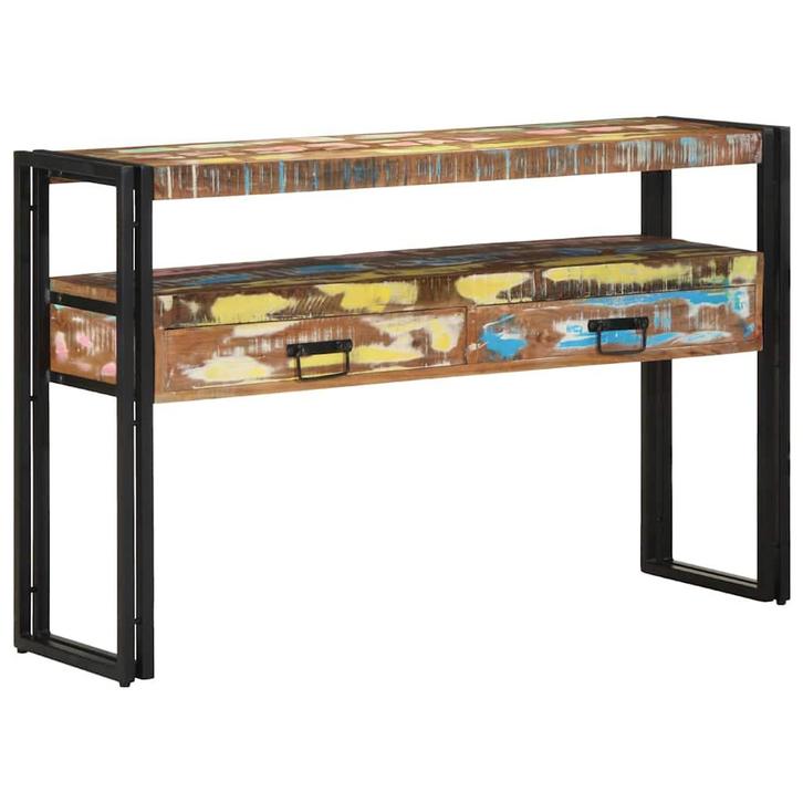vidaXL Wandtafel Multikleur 120 x 33 x 75 cm massief, Huis en Inrichting, Tafels | Bijzettafels, Nieuw, Hout, 60 cm of meer, Verzenden