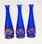 Val Saint Lambert - Vaas (3) - Cobaltblauw glas - goud -, Antiek en Kunst