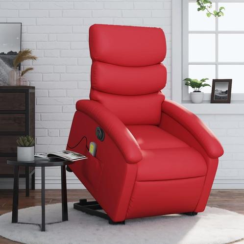 vidaXL Sta-op-massagestoel elektrisch kunstleer rood, Huis en Inrichting, Fauteuils, Nieuw, Verzenden