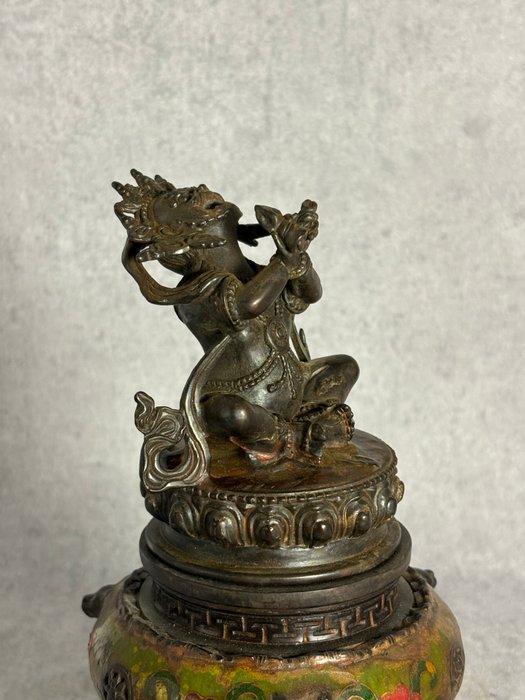 Wierookbrander Mahakala Cloisonné - Brons - Tibet - Eind 20e, Antiek en Kunst, Antiek | Overige Antiek