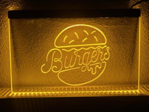 Burger burgers neon bord lamp LED  verlichting reclame licht, Verzamelen, Merken en Reclamevoorwerpen, Nieuw, Verzenden