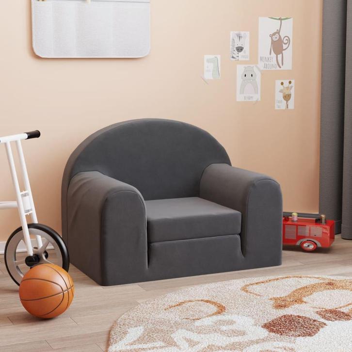 vidaXL Kinderslaapbank zacht pluche antracietkleurig, Kinderen en Baby's, Kinderkamer | Overige Meubels, Nieuw, Verzenden
