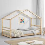Kinderbed houten bed huisbed met bedbodem 90x200 hout, Nieuw, Verzenden
