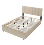 Gestoffeerd Bed Soria - 140 x 200 cm - Beige - Incl. Bedlade, Huis en Inrichting, Verzenden, Nieuw