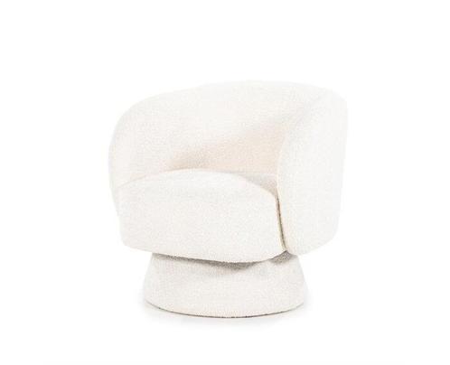 Fauteuil Balou draaibaar boucle - Beige | BY-BOO, Huis en Inrichting, Fauteuils, Nieuw, Ophalen of Verzenden
