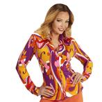 Disco 70S Blouse Gekleurd Dames, Kleding | Dames, Carnavalskleding en Feestkleding, Verzenden, Nieuw