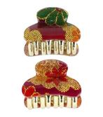 Haarspeld Klem Klein Bloemen Print 4cm Glitter Goud Paars, Verzenden, Nieuw