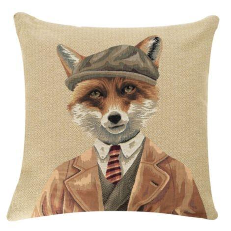 gobelin kussen jagers pet vos 45x45cm, Huis en Inrichting, Woonaccessoires | Overige, Verzenden