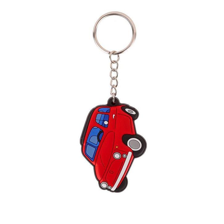 Sleutelhanger/Tashanger - Fiat 500 Retro Rood - PVC - 4x6cm, Verzamelen, Sleutelhangers, Nieuw, Ophalen of Verzenden