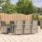 vidaXL 9-delige Tuinset met kussens poly rattan grijs, Verzenden, Nieuw, Rotan, Tuinset