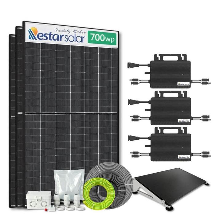 Zonnepanelen pakket voor platdak - 2.1 kW - 3x 700, Doe-het-zelf en Verbouw, Zonnepanelen en Toebehoren, Ophalen of Verzenden