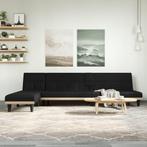 vidaXL Slaapbank L-vormig 255x140x70 cm fluweel zwart, Verzenden, Nieuw, Stof, Minder dan 150 cm