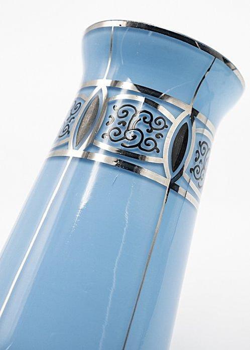 Kralik Art Deco Silver Painted Glass Vase 1915 - Vaas - Glas, Antiek en Kunst, Antiek | Glas en Kristal