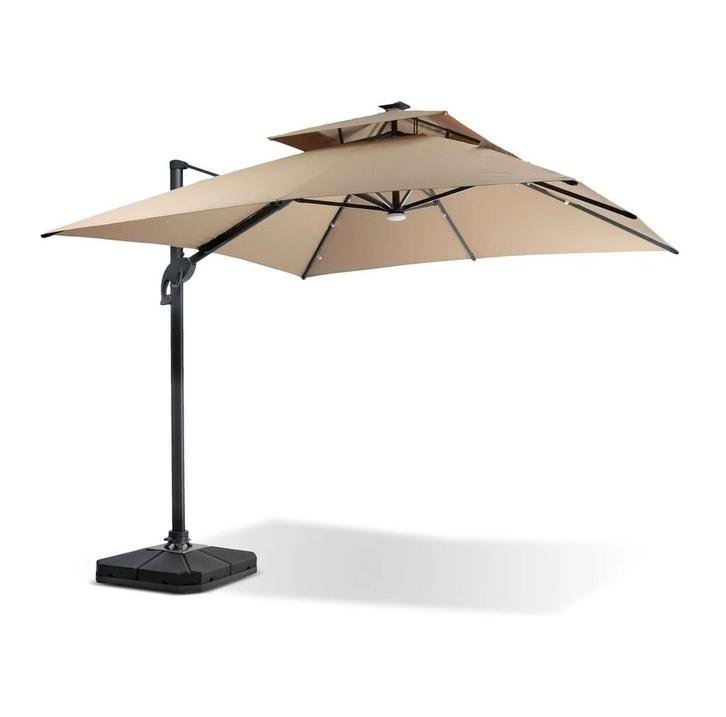 MaxxGarden Napels Zweefparasol - Met LED Solar - 300cm Vi..., Tuin en Terras, Parasols, Zweefparasol, Nieuw, Verzenden