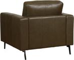 Donkergroene leren moderne fauteuil - Elegance leer Green (d, Nieuw, Modern, Rechte bank, Leer